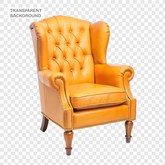 Elegant Wingback Stuhl auf weißem Hintergrund High-Resolution Innenarchitektur Asset