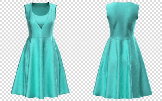 Elegante abito turchese senza maniche ALine render 3d