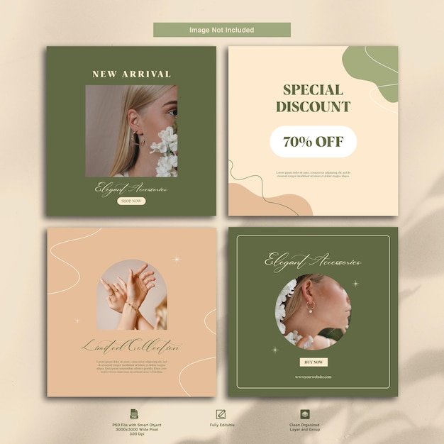 Elegante Accessoires Promotion Minimalist Template Design Set Collection