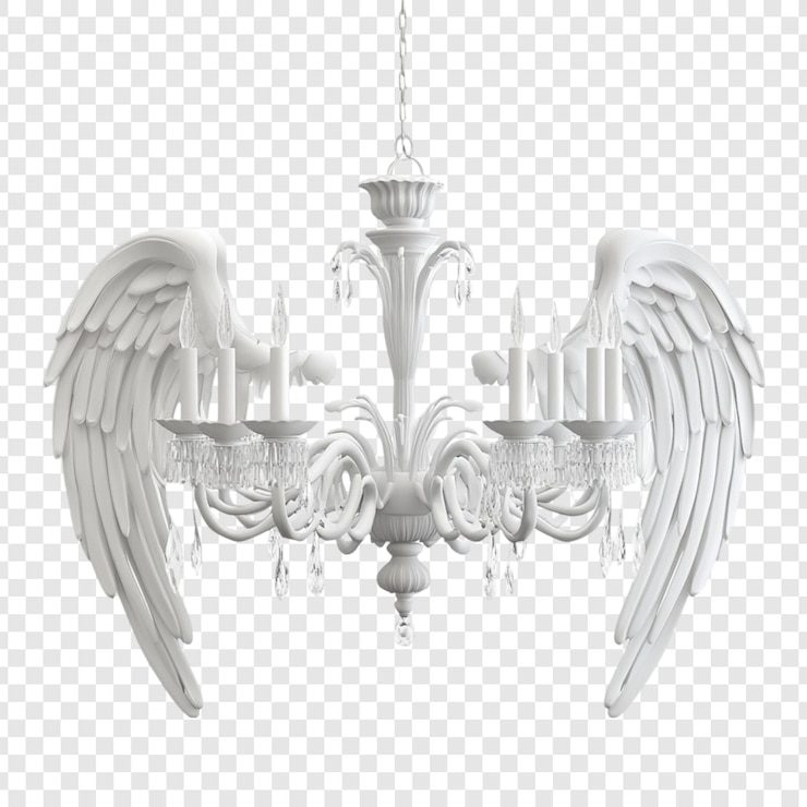 PSD elegante ala de ángel blanca candelabro luces de cristal decoración del hogar