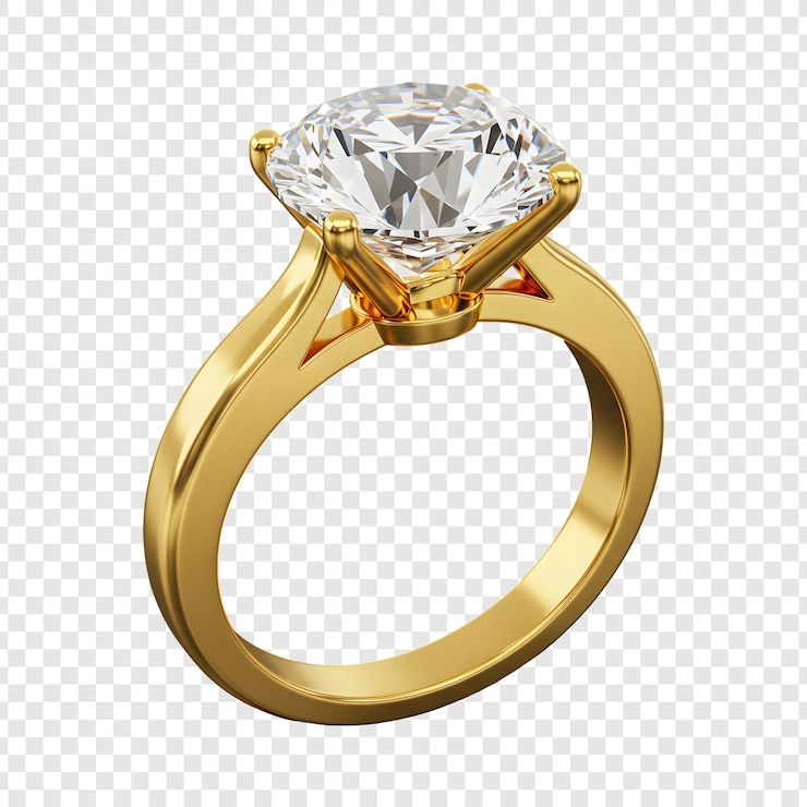 PSD elegante anel de noivado de diamante de ouro