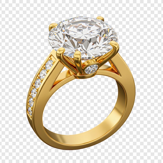 Elegante anel de noivado de diamante em ouro