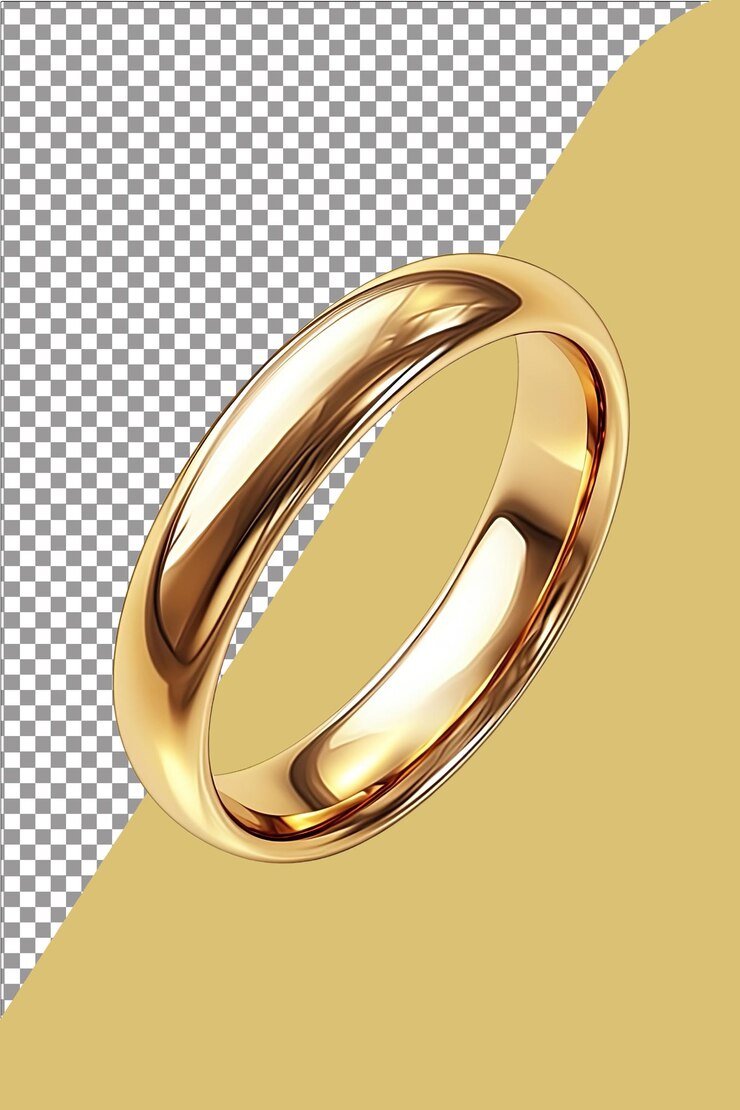 Elegante anillo de bodas de oro hiperrealista blanco aislado plano trasfondo transparente muy detallado