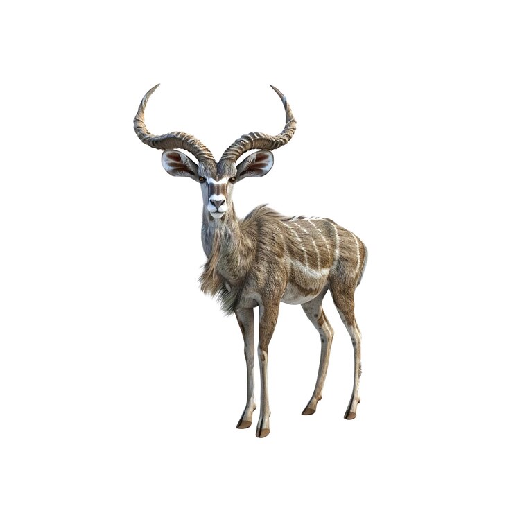 PSD el elegante antílope kudu con sus largos cuernos en espiral