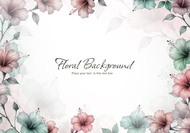 Elegante aquarela com fundo floral e flores de hibisco