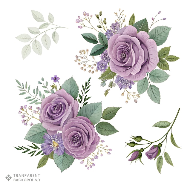 Elegante Aquarelle Lila Rose Bouquet Illustration Blumenkunst Design