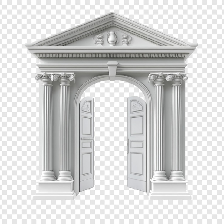 PSD elegante arco bianco grande entrata porte aperte architettura classica