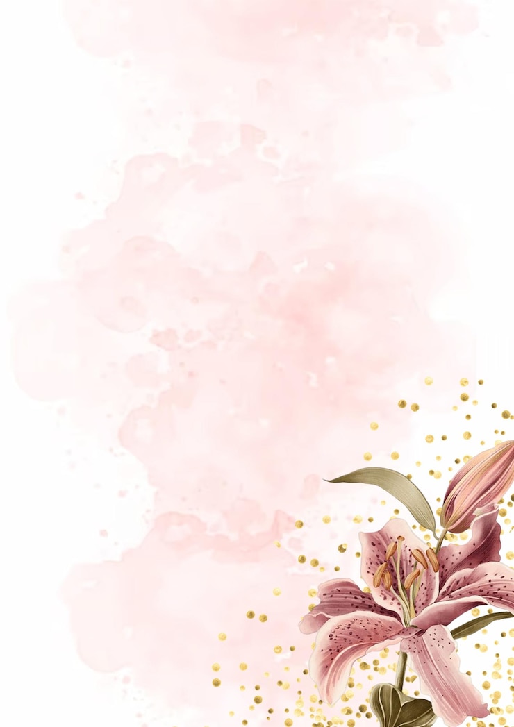 PSD elegante arrangiamento floreale ad acquerello di giglio rosa con accenti luccicanti