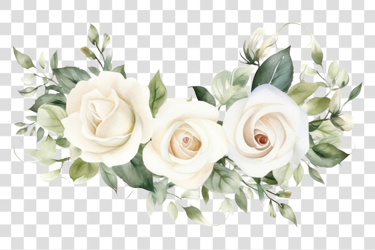 PSD elegante arreglo floral blanco