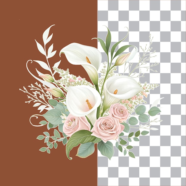 Elegante arreglo floral de lirio de calla en un jarrón blanco