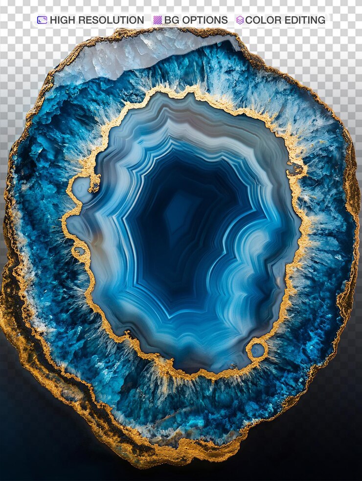 PSD elegante arte abstrata de ágata fluida azul e dourada