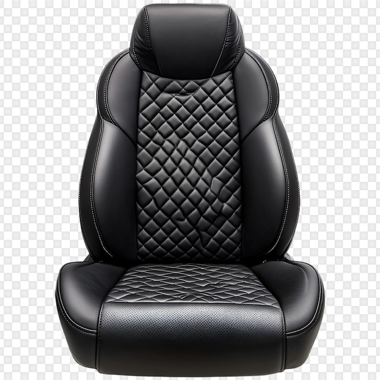 PSD elegante asiento de coche de cuero negro con costuras de diamante