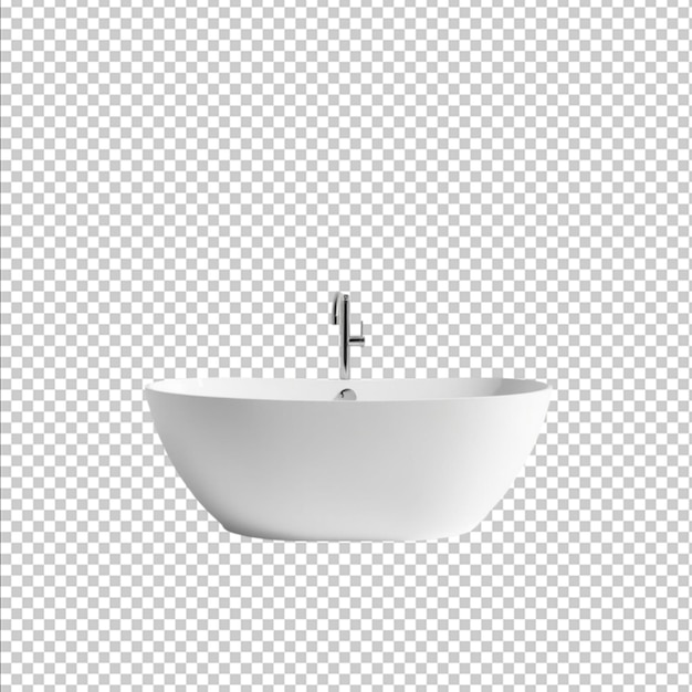 Una elegante bañera blanca moderna centrada en un fondo blanco prístino diseño minimalista y limpio
