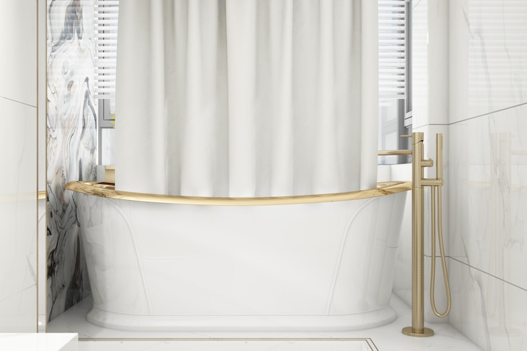 PSD elegante baño realista con bañera