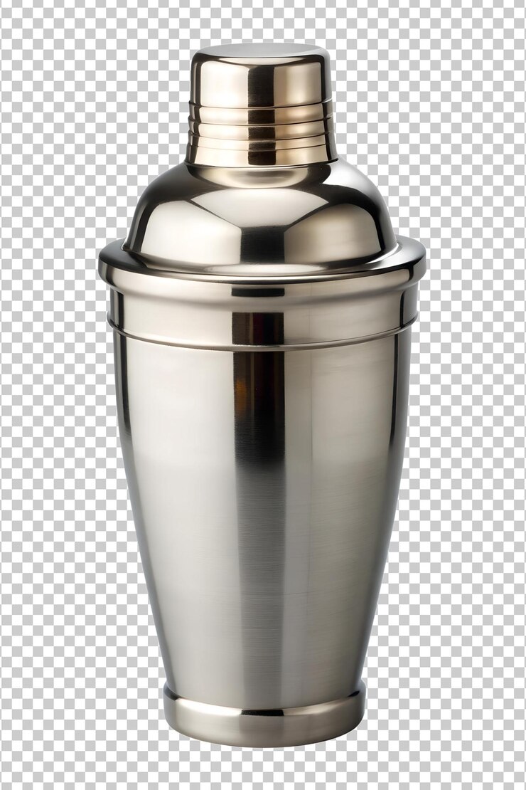 PSD elegante batidor de cócteles de acero en blanco
