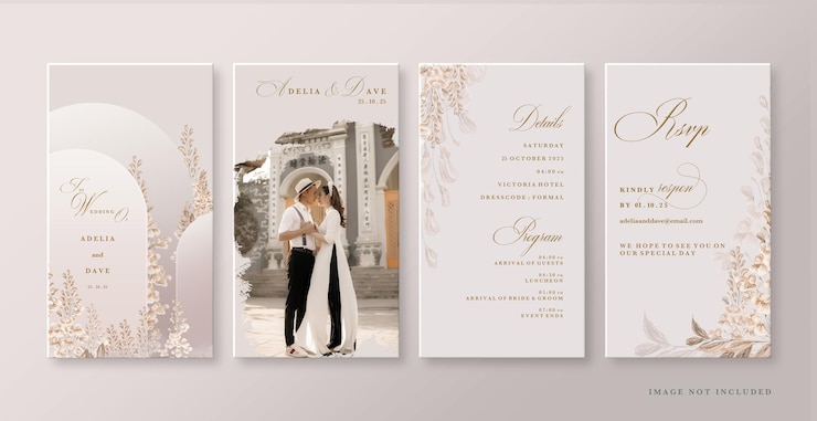 PSD elegante beige hochzeits-instagram-geschichte
