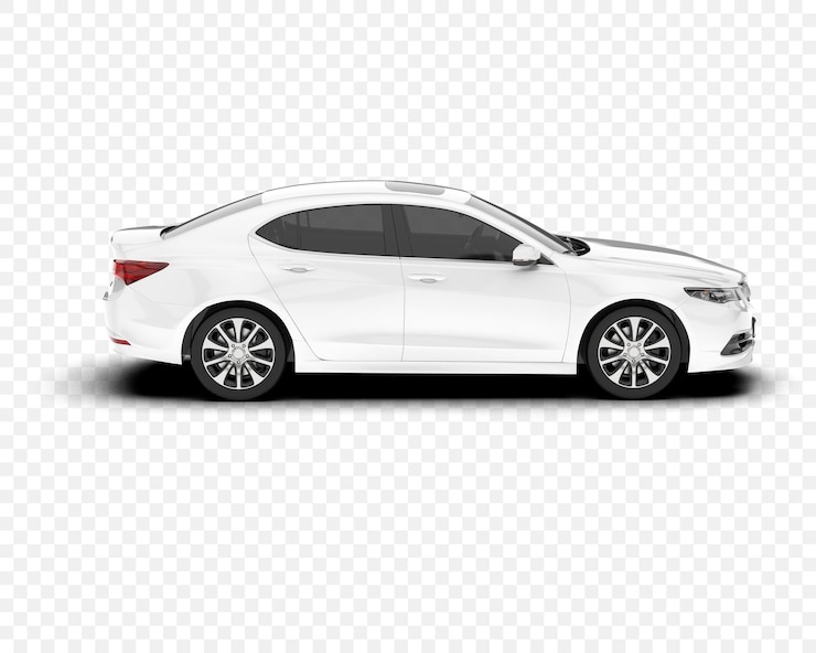 PSD une élégante berline blanche en vue latérale mettant en valeur son design élégant et ses caractéristiques modernes