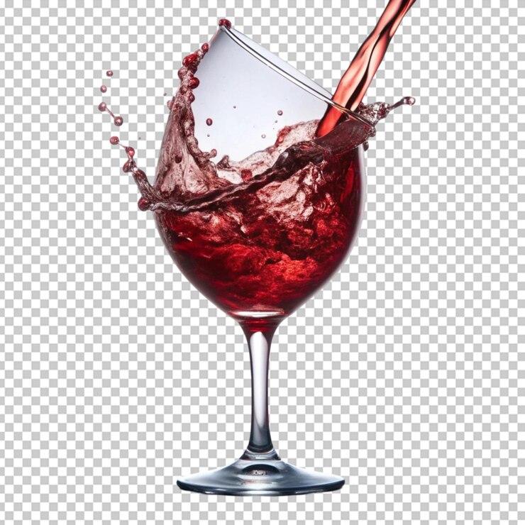 PSD elegante bicchiere da vino con spruzzo di vino rosso