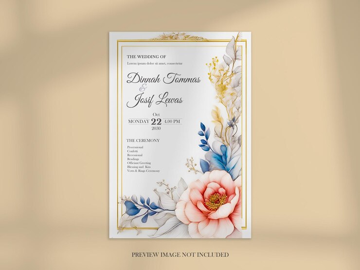 PSD elegante biglietto d'invito floreale per matrimonio psd