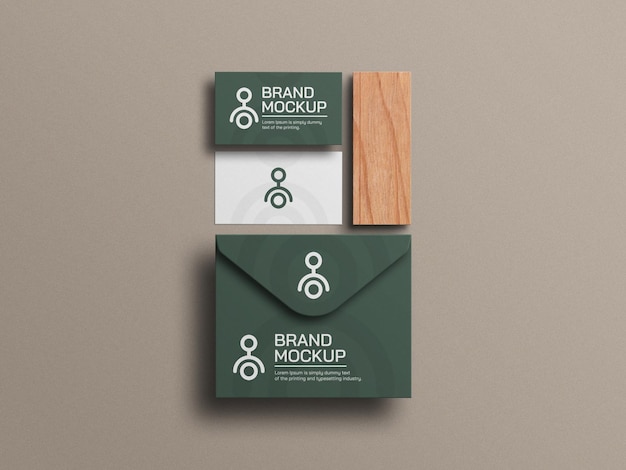 Elegante biglietto da visita con busta mockup