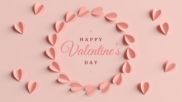 Elegante biglietto di auguri di San Valentino in rendering 3D