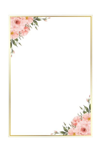 Elegante Blumen-Hochzeitseinladung mit goldenem Rahmen