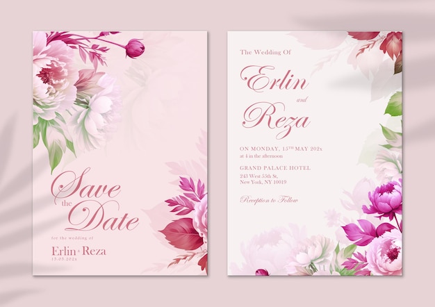 Elegante Blumen-Hochzeitseinladung