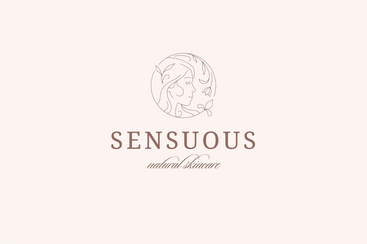 PSD elegante blumenfrau porträt kreis kontur logo design vorlage für kosmetika
