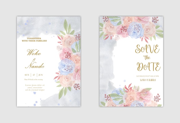 Elegante Blumenhochzeitseinladung mit roter Blume Premium PSD
