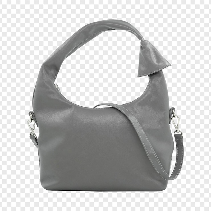 PSD elegante bolso de cuero gris con correa ajustable
