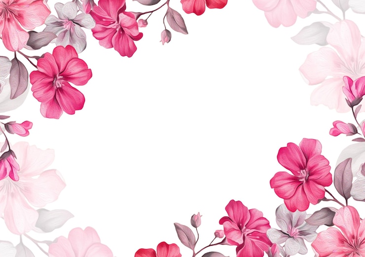 PSD elegante borde floral rosa para invitaciones y tarjetas de felicitación