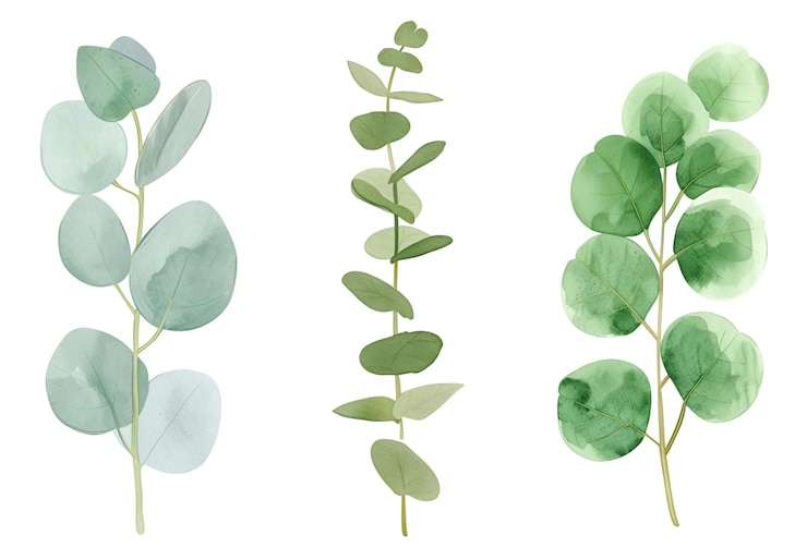 PSD elegante botanische aquarell-illustration mit grünen blattzweigen