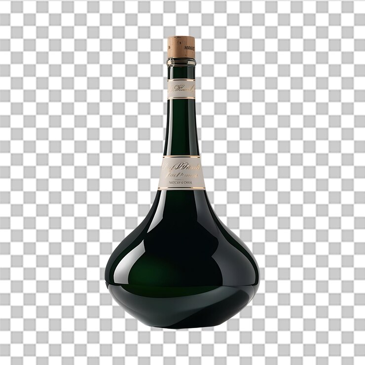 PSD elegante botella de vino sobre un fondo transparente