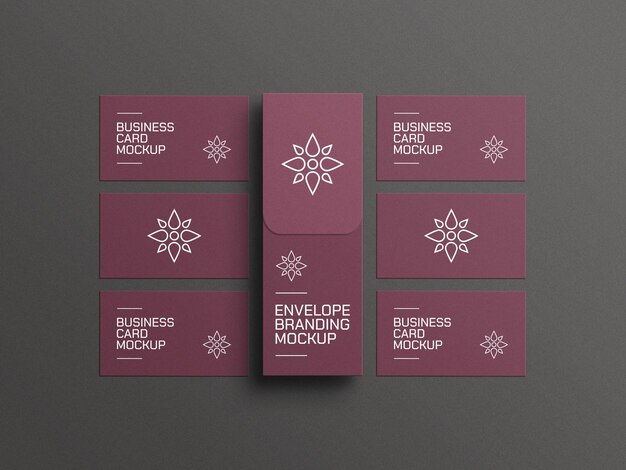 Elegante busta con mockup di biglietti da visita