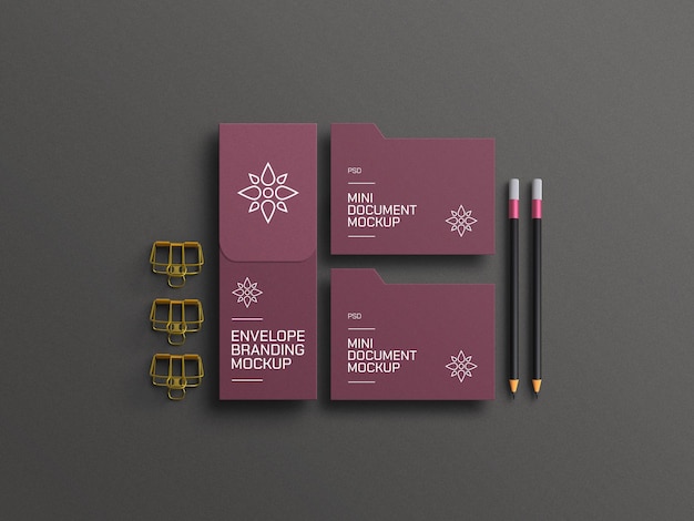 Elegante busta con mockup di documenti