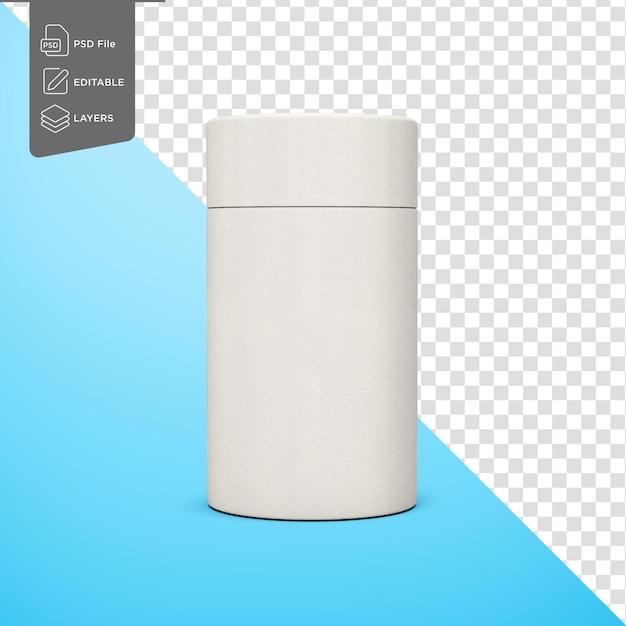 Una elegante caja cilíndrica blanca mate para el embalaje de productos Concepto Ilustración 3d