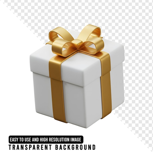 Elegante caja de regalo blanca con cinta y arco de oro