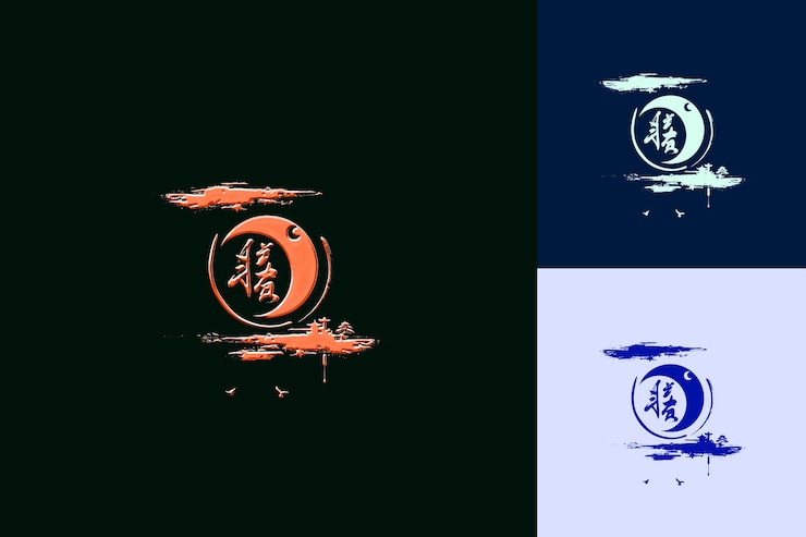 PSD elegante caligrafía china con diseño tipográfico sofisticado png inspirado en china diseños de iconos lunares