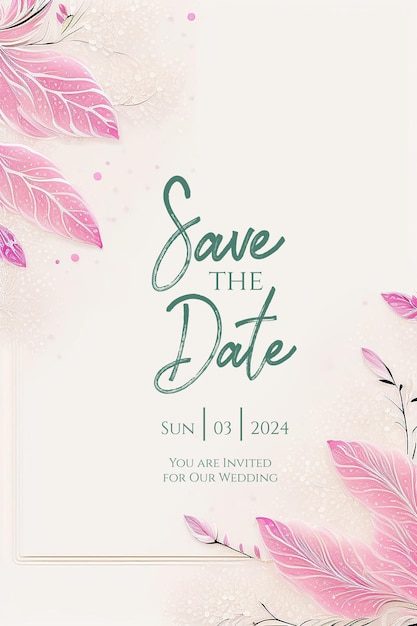 Une élégante Carte D'invitation De Mariage Avec Un Dessin Floral Pour Save The Datepastel Floral Save The Date Invi