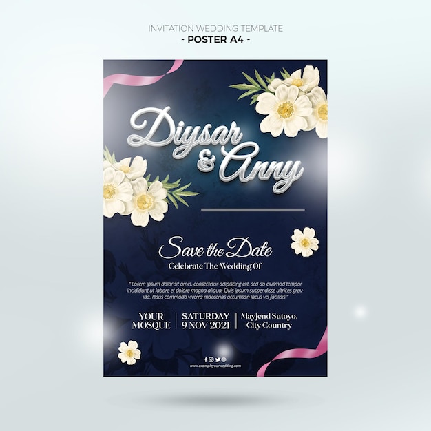 Elegante cartel de invitación de boda plantilla de planificador de bodas plantilla de publicación de bodas en las redes sociales 05