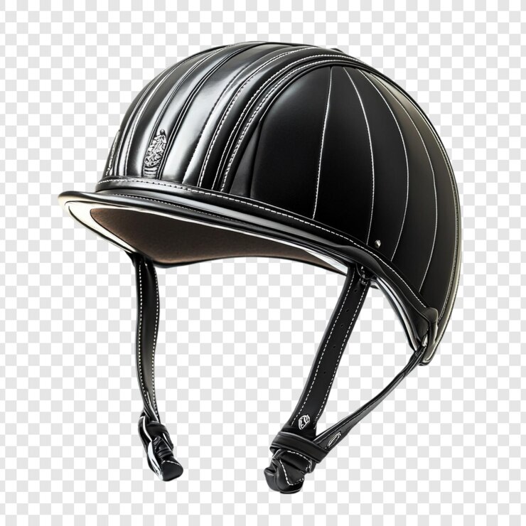PSD elegante casco de cuero negro para montar una lujosa protección para la cabeza