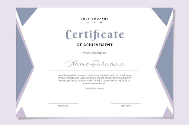 Elegante certificato di conseguimento triangolare