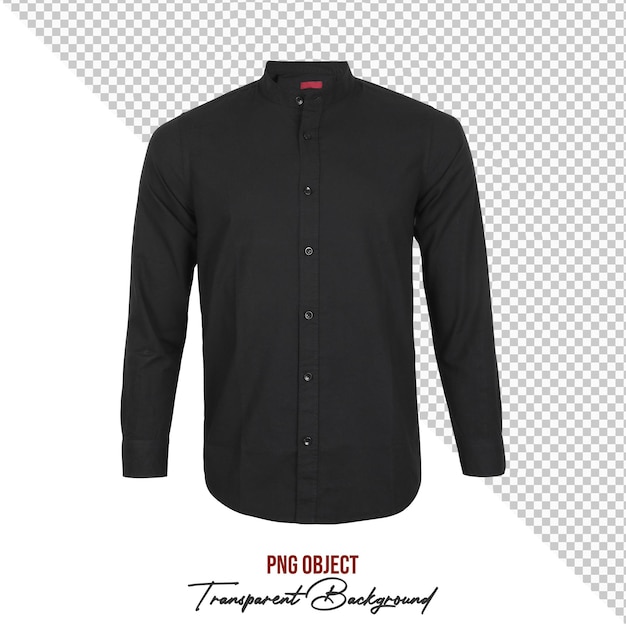 Élégante chemise à boutons à manches longues noires pour hommes isolée sur un fond transparent
