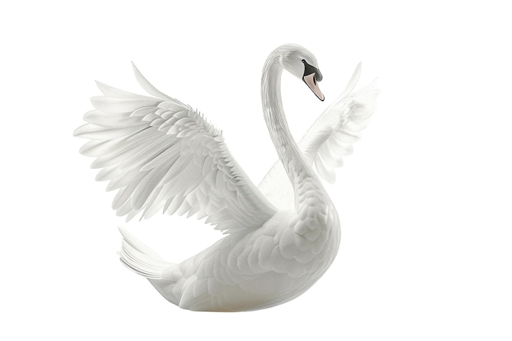 PSD elegante cigno bianco isolato su sfondo bianco foto di prodotto dello studio aig57