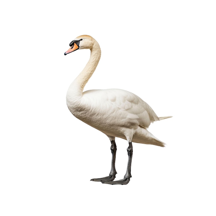 PSD elegante cisne blanco aislado sobre un fondo blanco