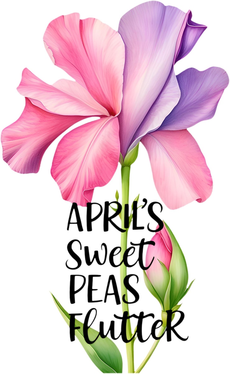 PSD elegante clipart de ervilhas doces de abril mostra a felicidade da beleza e o encantador simbolismo da flor do nascimento