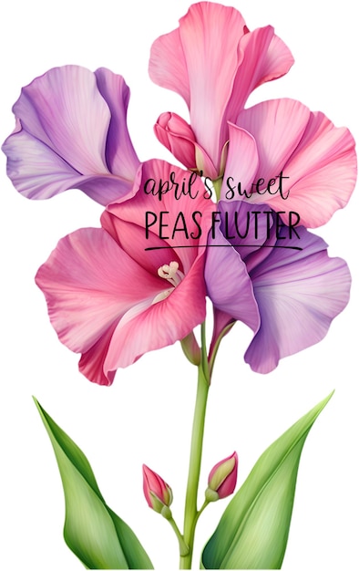 El elegante clipart de guisantes dulces de abril muestra la felicidad de la belleza y el encantador simbolismo de la flor del nacimiento