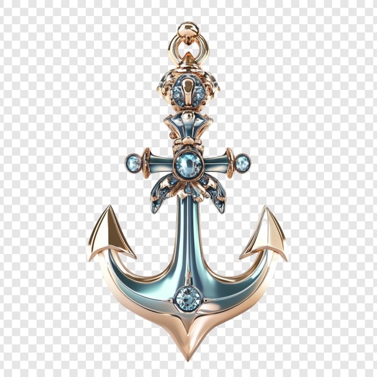 PSD elegante colgante de anclaje con joyas diseño de lujo náutico