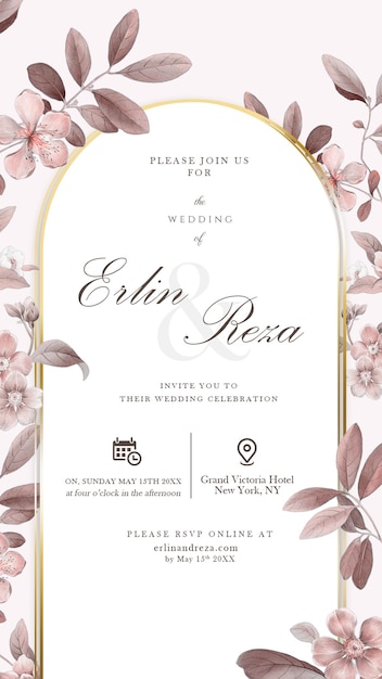 Elegante convite floral para o casamento