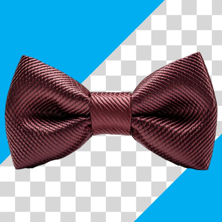 PSD elegante corbata de borgoña con pajarito sobre un fondo azul